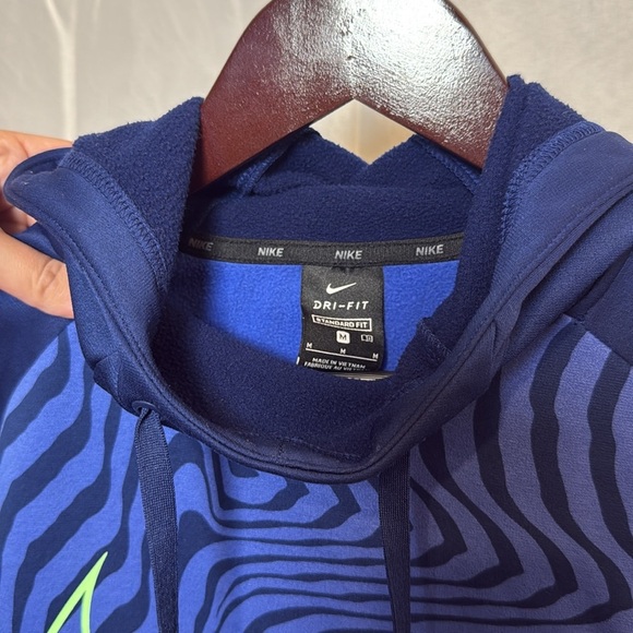 Nike Dri-FIT Blue Swoosh Hoodie Men’s Medium Neon Synthwave - Picture 5 of 6